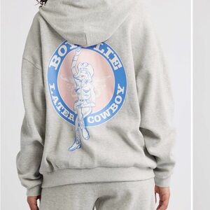 Boys Lie Gray Hoodie with Blue and Pink Graphic